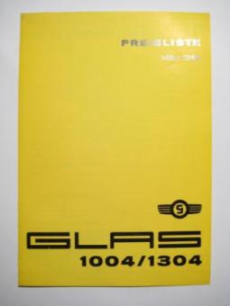 Preisliste GLAS 1004-1304 - 1966  
