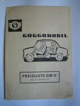 Goggomobil Preisliste 1957  